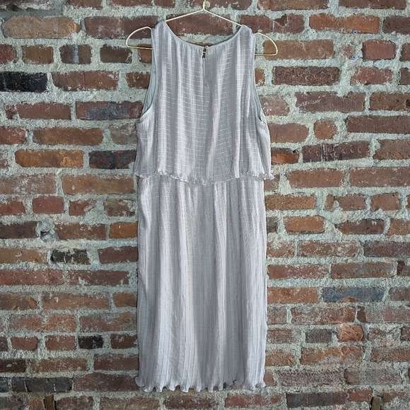 NWT‎ Skies are Blue Medium Tan w/ Silver Thread Cinch Waist Midi Tank Top Dress - Picture 10 of 12